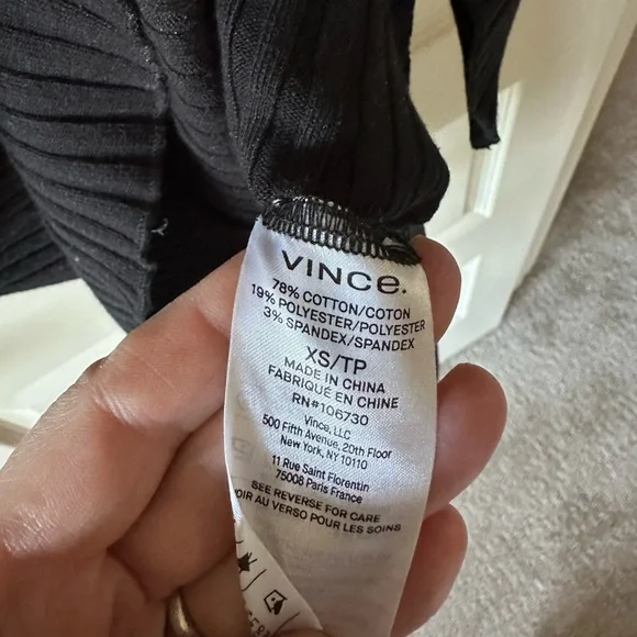 VINCE Ribbed Knit Midi Dress in Black - Picture 8 of 9